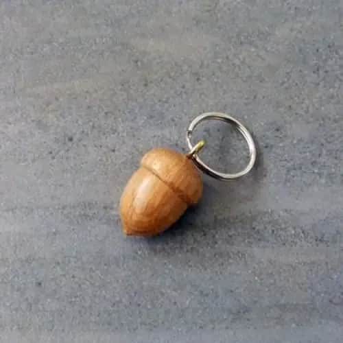 Wooden acorn keyring