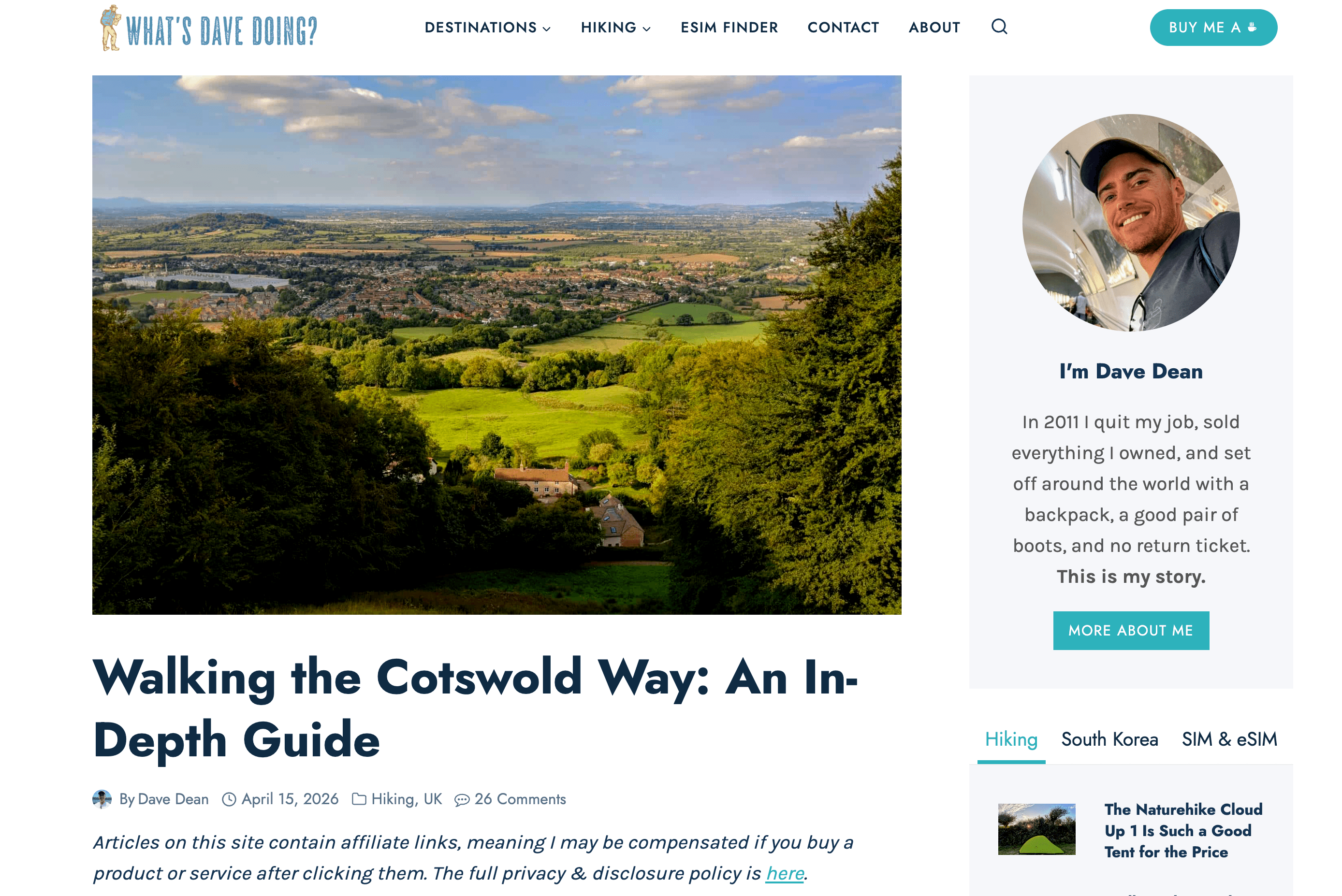Screenshot of What's Dave Doing Cotswold Way guide