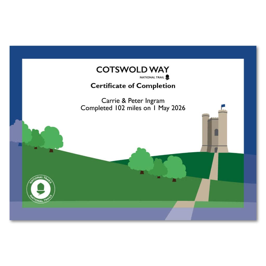 Cotswold Way completion certificate
