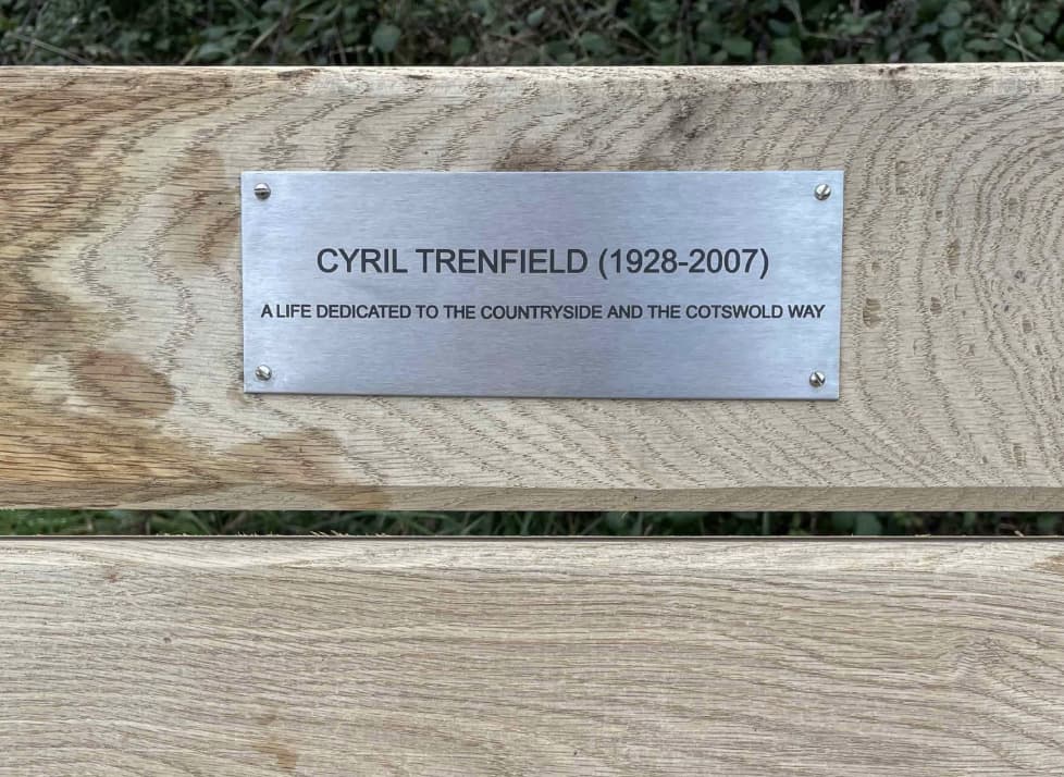 Memorial bench plaque for Cyril Trenfield