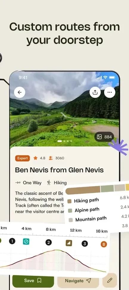 Komoot app on a phone