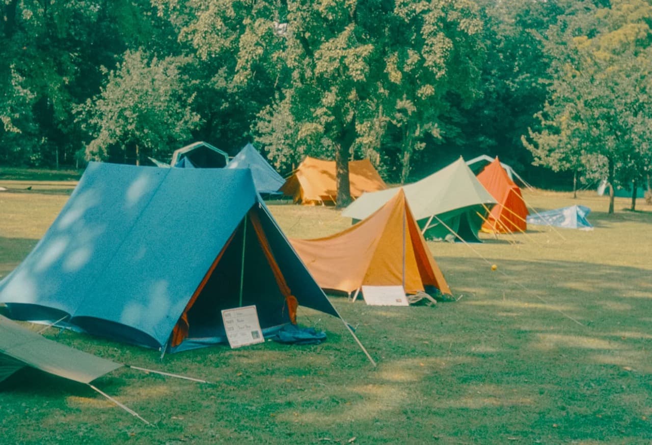 Tent camping in the countryside