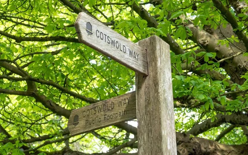 Wooden Cotswold Way signposts