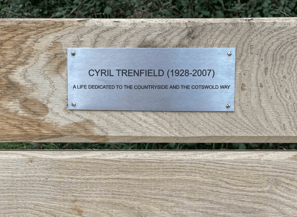 Memorial bench plaque for Cyril Trenfield