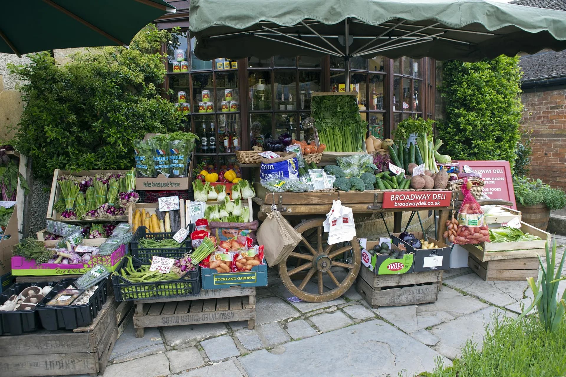 Greengrocer's handcart in a Cotswold market town