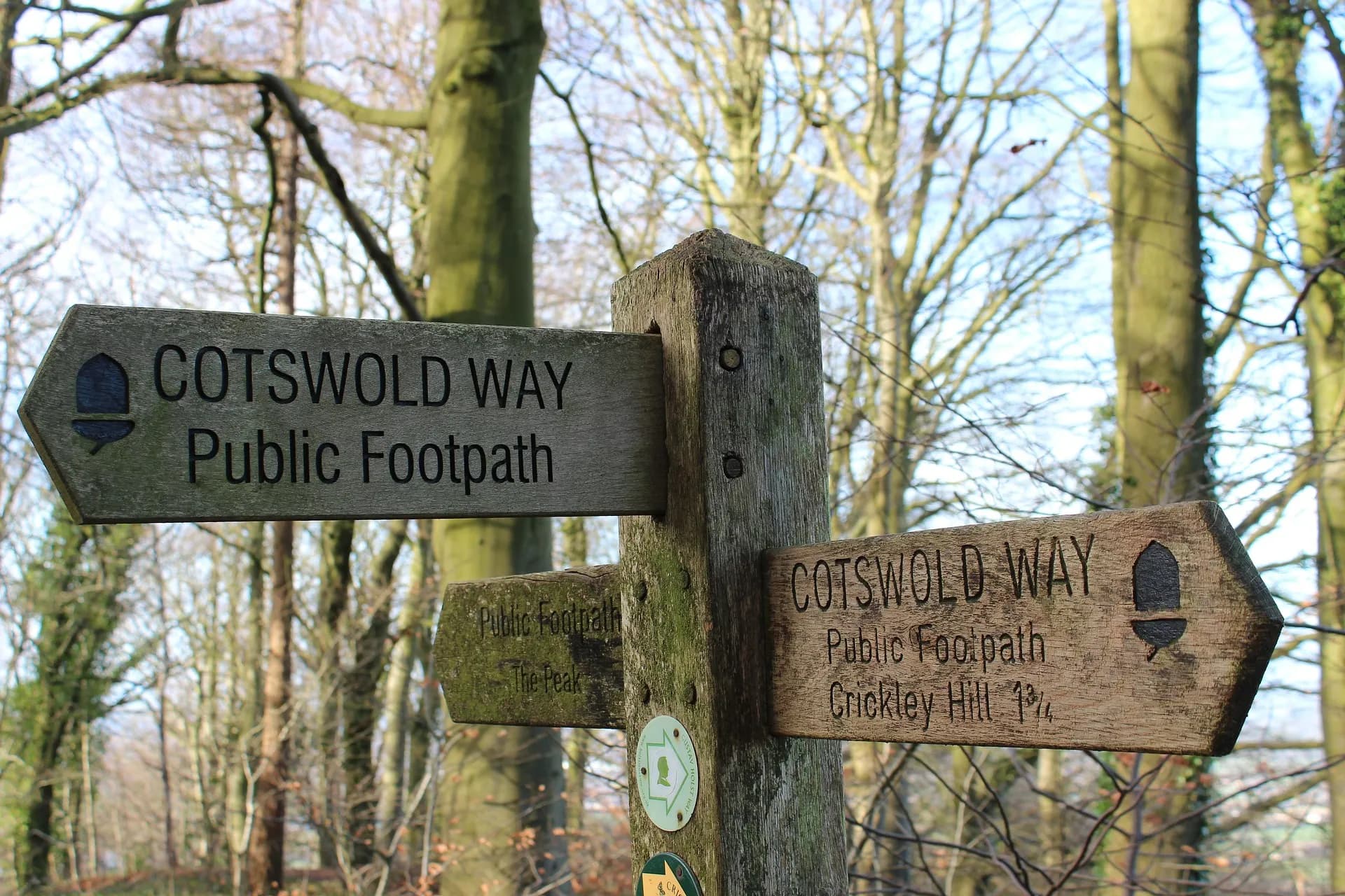 National Trail sign post on the Cotswold Way