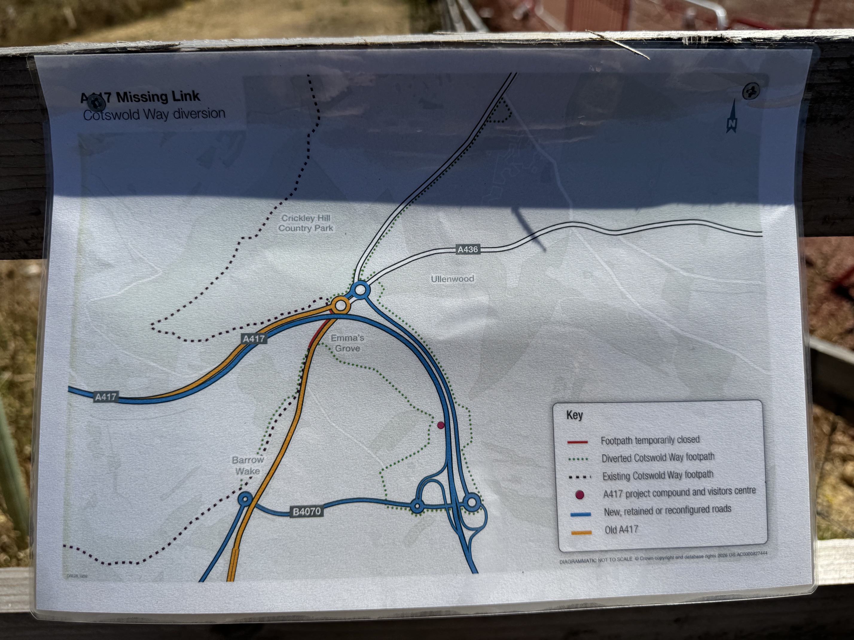 A417 Missing Link Cotswold Way diversion map on site