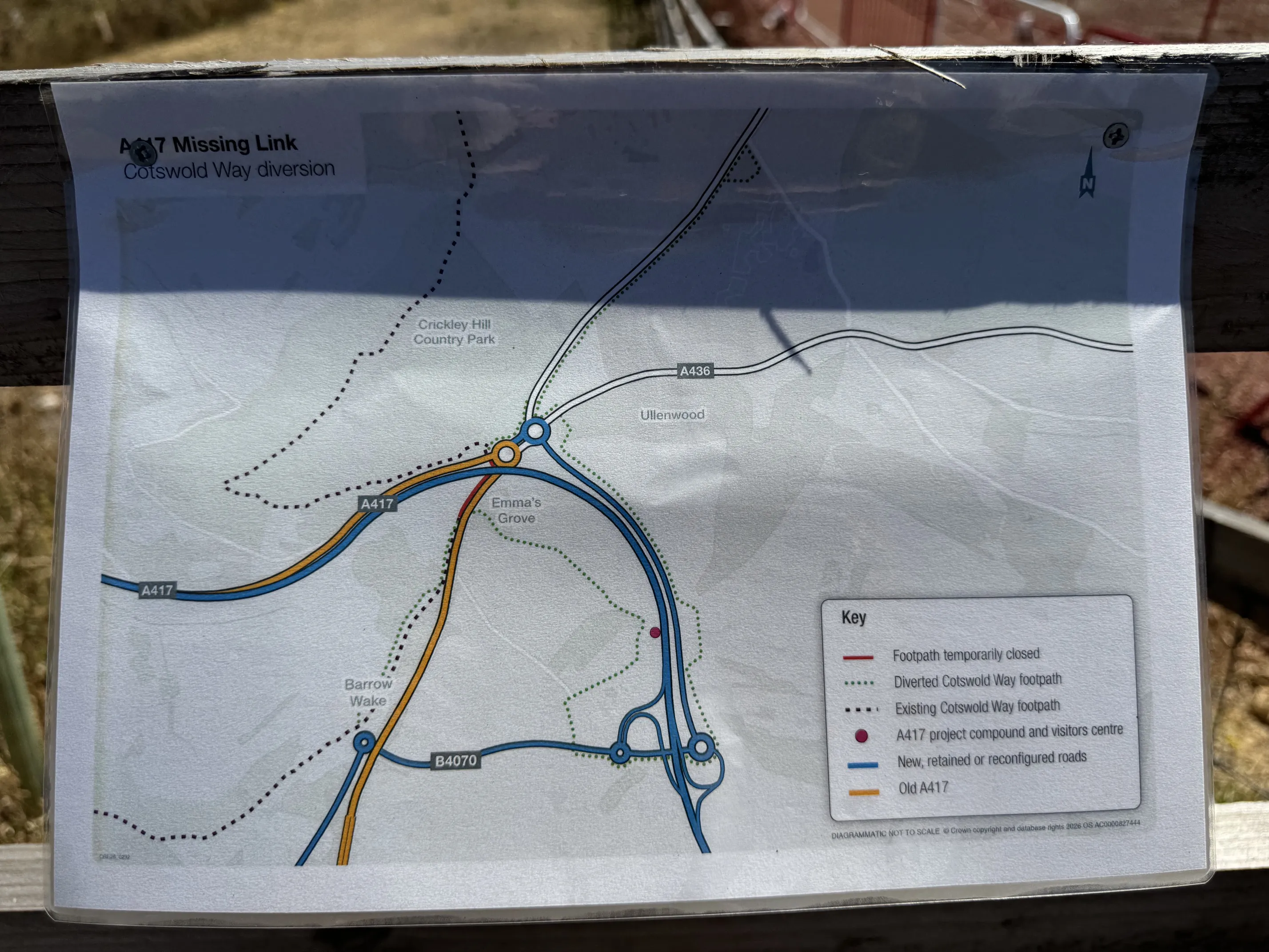 A417 Missing Link Cotswold Way diversion map on site